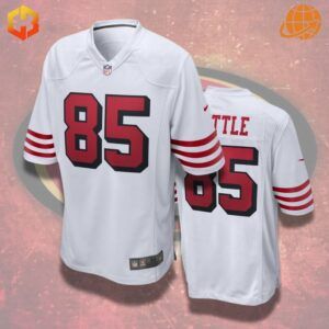 Red George Kittle San Francisco 49ers football jersey with player number 85 on the front and back