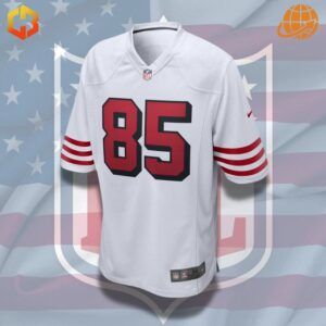 Official George Kittle 49ers jersey featuring team logo, name, and number 85