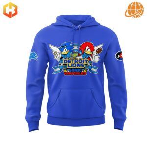 Royal blue Gibbs And Montgomery x Sonic And Knuckles Detroit Lions Hoodie with character graphics