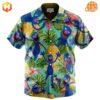 A colorful Hawaiian shirt featuring Grover from Sesame Street.