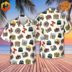 Hank Hill's Friends King Of The Hill Parody Hawaiian Shirt displayed on beach backdrop.