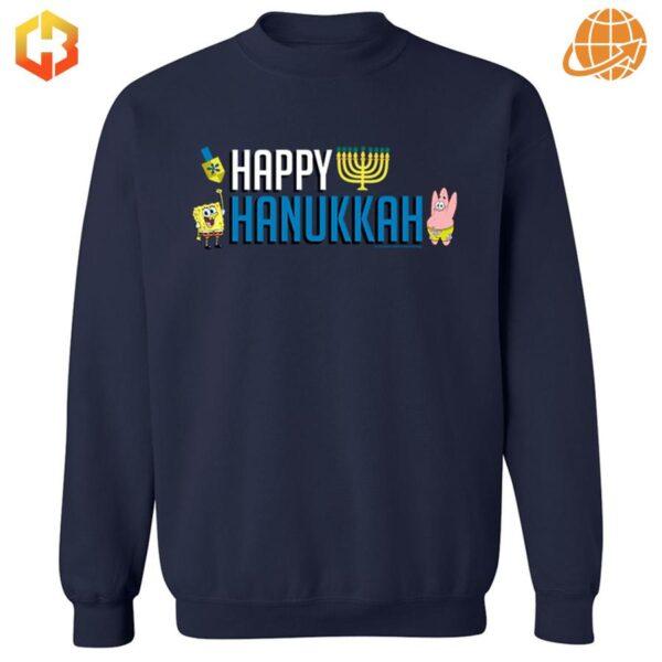 Happy Hanukkah SpongeBob SquarePants Sweatshirt with festive design