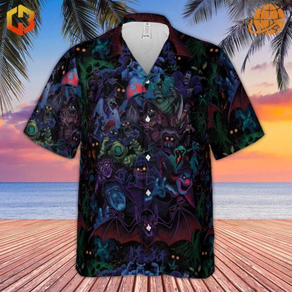 Front view of the Haunted Scooby-Doo Villains Hawaiian Shirt.