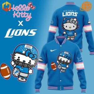 Blue Hello Kitty Detroit Lions Baseball Jacket