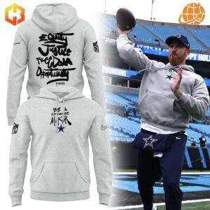 Inspire Change Dallas Cowboys Hoodie product image and player wearing it on field