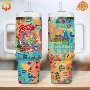 Jimmy Buffett Stanley Tumbler with vibrant tropical design