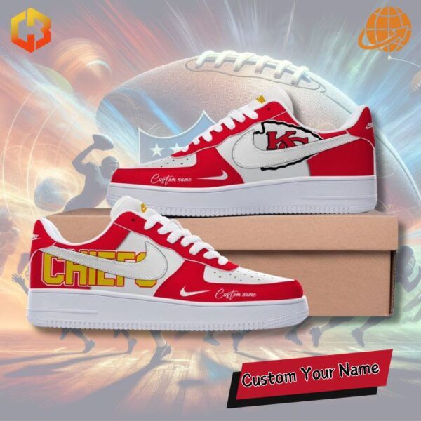 Show your Kansas City Chiefs pride with these custom Nike Air Force 1 Sneakers, designed for comfort and style