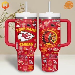 Show your Chiefs pride with the red Kansas City Chiefs Native American Stanley Tumbler, featuring bold graphics and team logos.