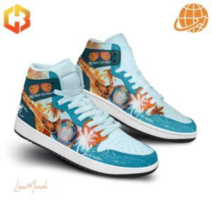 Front view of Kenny Chesney themed Air Jordan 1 high-top sneakers.