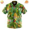 Kermit the Frog Hawaiian Shirt featuring vibrant tropical designs with palm leaves, flowers, and playful patterns