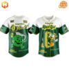 Kool-Aid Oregon Ducks Baseball Jersey with Kool-Aid man bursting through Oregon Ducks logo