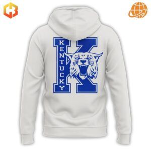 Kentucky Wildcats hoodie with large blue "K" logo and wildcat mascot