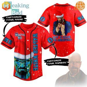 A Christmas-themed Breaking Bad jersey featuring Walter White with 'Let's Cook for Christmas' text and festive design elements