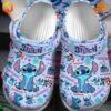 Lilo Stitch Disney Crocs Shoes with colorful Stitch and Lilo graphics, featuring tropical flowers and playful Disney branding.