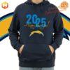 Hoodie with the Los Angeles Chargers logo and '2025 Happy New Year!' design