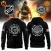 Los Angeles Kings 2024 Firefighter Appreciation Night Hoodie with a firefighter emblem and Kings logo on the front.