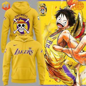 Los Angeles Lakers One Piece Hoodie design with anime character illustration