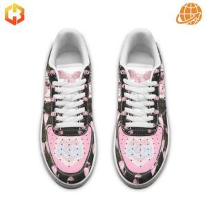 Melanie Martinez Nike Air Force 1 sneakers with a striking pink and black color scheme and intricate details.