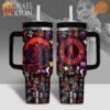 Two Michael Jackson King of Pop Stanley Tumblers with different designs displayed side by side