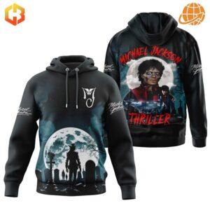 Front view of the Michael Jackson Thriller Hoodie showcasing a moonlit design.