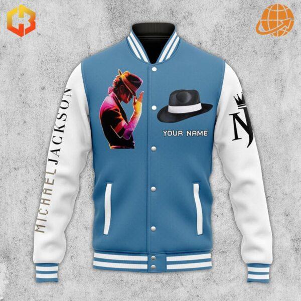 Front design of Michael Jackson custom Baseball Jacket with personalization