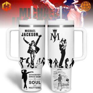 Michael Jackson White Tumbler 40oz with iconic silhouette design