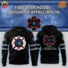 Minnesota Timberwolves 2024 Firefighter Appreciation Night Hoodie with a firefighter Maltese cross and Timberwolves logo on the front.