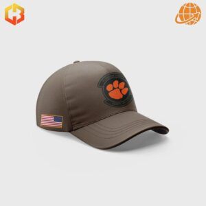 Clemson Tigers Salute to Service cap with orange paw print logo and American flag