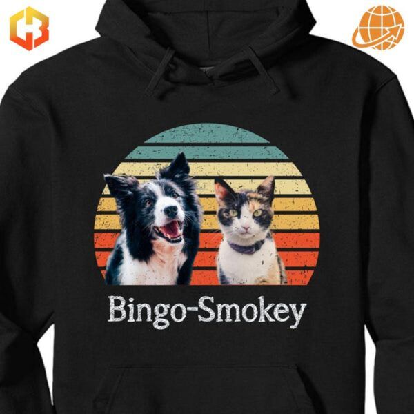 Retro hoodie with a vintage-inspired design and space for your pet’s custom photo