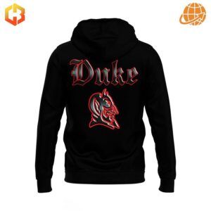 Duke Blue Devils 999 Hoodie with red and silver graphic design on black background.