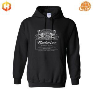 This bold black pullover features the unmistakable Budweiser logo, representing over a century of brewing excellence.