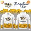 Front and back views of the Nashville Predators Teddy Bears Hoodie with teddy bear background and "Teddy Bear Toss" text.