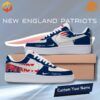 New England Patriots Nike Air Force 1 sneakers with navy blue, red, and white color scheme