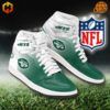 New York Jets-themed Air Jordan 1 sneakers featuring bold branding and sleek design.