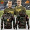 Notre Dame Fighting Irish Military Appreciation Camo Hoodie with Army ROTC or Navy ROTC text.