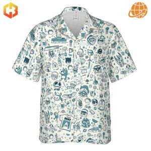 Experience the full charm of the OUAT Doodles Bluey Hawaiian Shirt - a perfect blend of comfort and creativity!