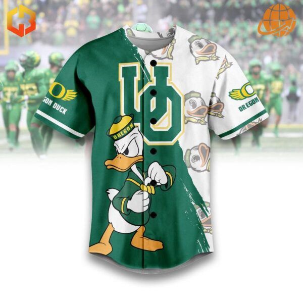 Experience the spirit of Oregon athletics with every detail of this eye-catching Ducks baseball jersey.