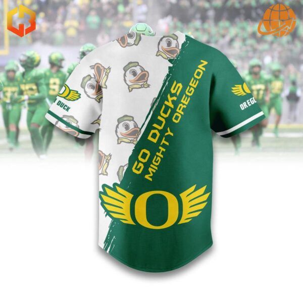 Make a statement from every angle with the bold back design of the Oregon Ducks Mighty Oregon Baseball Jersey.