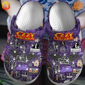 Make a bold statement with these purple Ozzy Osbourne Crocs Shoes, bringing the spirit of metal to your feet!