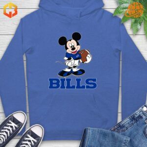 Mickey Mouse supports the Buffalo Bills in this fun, cozy hoodie, combining sports and Disney magic.