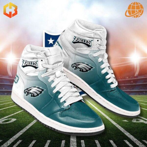 Philadelphia Eagles Air Jordan 1 hightops featuring sleek design and iconic colors