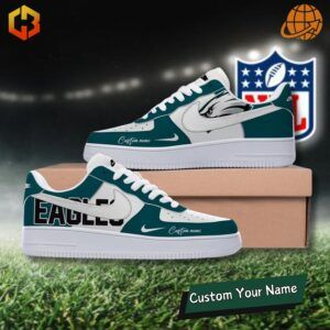 Stylish Philadelphia Eagles Nike Air Force 1 Sneakers with team logo and signature green and white color scheme