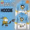 Pittsburgh Penguins Peanuts Snoopy Night Hoodie design with team logo and Snoopy playing hockey.