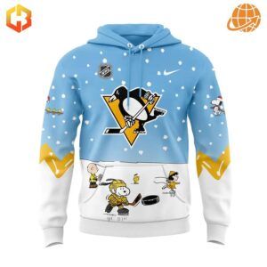 Experience the magic of winter with the Pittsburgh Penguins Peanuts Snoopy Night Hoodie, featuring your favorite characters!