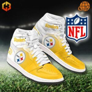 Pittsburgh Steelers-themed Air Jordan 1 sneakers featuring bold branding