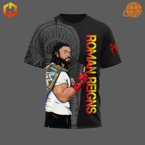 Side view of the Roman Reigns Head Of The Table Shirt displaying detailed graphics.