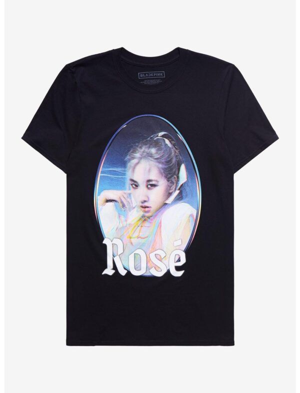 A t-shirt featuring a photo of Rose from the K-pop group BLACKPINK.