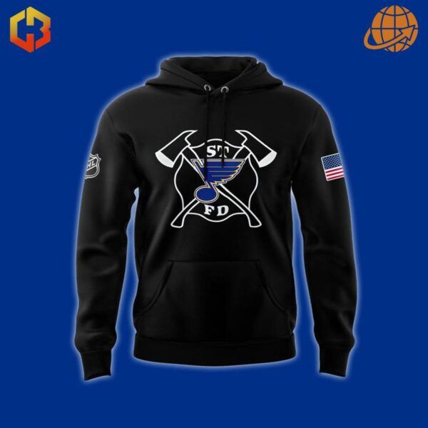 Close-Up of the St. Louis Blues 2024 Firefighter Appreciation Night Hoodie