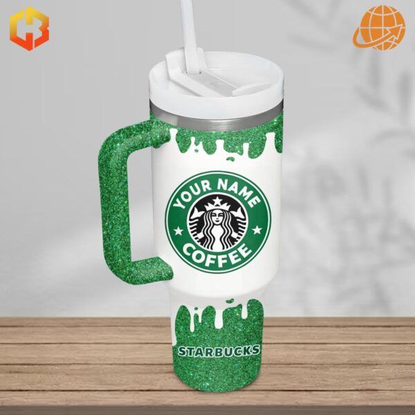 Close-up of Starbucks Coffee Custom Stanley Tumbler Design