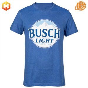 Blue Busch Light t-shirt with the iconic Busch Light logo in a bold design.